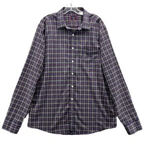 UNTUCKIt Mens Shirt XL Blue Plaid Relaxed Preppy Normcore Office Academia Travel